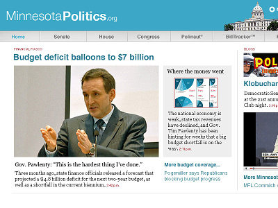 MinnesotaPolitics.org (2009) home page news politics public radio