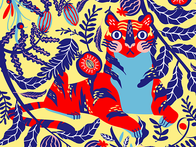 Híbrido illustration illustration art tiger tropical