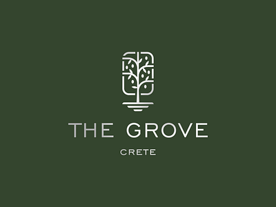 The Grove apartment brand brand identity branding crete design grove hotel icon logo logo design logodesign minimal olive olive tree symbol