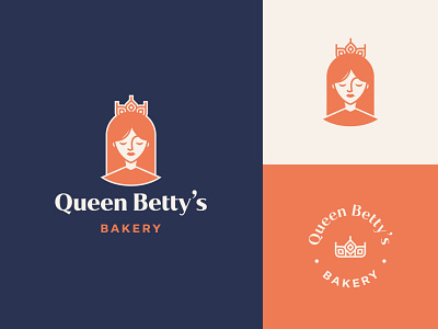 Queen Betty's Bakery bakery brand brand identity branding crown design icon logo logo design logodesign minimal patisserie queen symbol wheat woman woman portrait