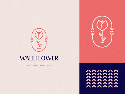 Wallflower Logo Design brand brand identity branding design flower icon logo logo design logodesign minimal rose symbol wine wineglass