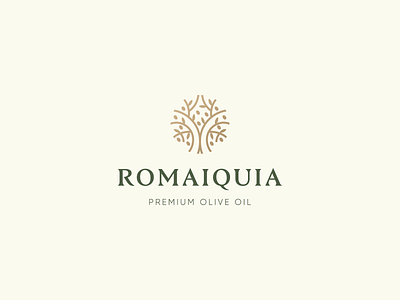 Romaiquia Logo Design brand brand identity branding design gold icon logo logo design logodesign luxury minimal natural oil olive olive oil olive tree olives symbol