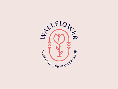 Wallflower Logo Design bloom brand brand identity branding design flower icon logo logo design logodesign minimal symbol wine wine glass
