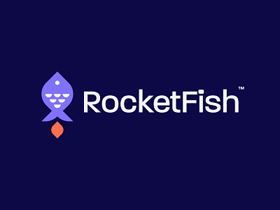 RocketFish Logo Design brand brand identity branding design fish icon logo logo design logodesign minimal rocket symbol tech
