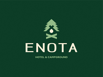 Enota Hotel & Campground Logo design brand branding camp camp fire design forest hotel icon illustration logo logodesign minimal nature pine vector