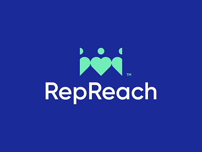 RepReach Logo Design brand branding crown design health heart human icon logo logodesign medical medicine minimal people