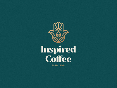 Inspired Coffee Logo Design brand branding coffee coffee bean design drop hamsa hamsa hand hand icon logo logodesign minimal