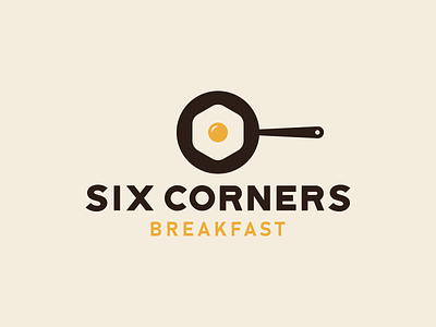 Six Corners Breakfast Logo Design brand branding breakfast design egg food fried egg frying logo logodesign minimal pan