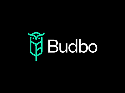 Budbo Logo Design b letter brand branding cbd color design feather green icon logo logodesign minimal owl