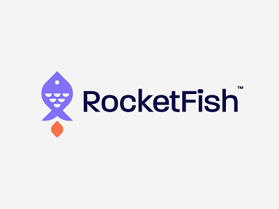 RocketFish Logo Design brand branding creative creativity design fish icon logo logodesign minimal purple rocket space