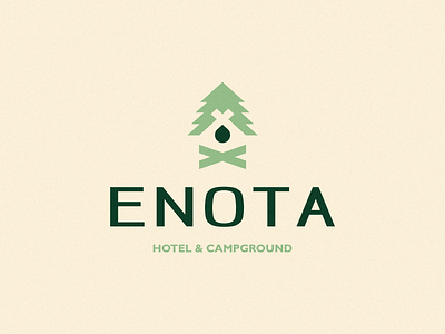 Enota Hotel & Campground Logo Design brand branding camp camp fire campground design drop fire forest green hotel icon logo logodesign minimal nature pine