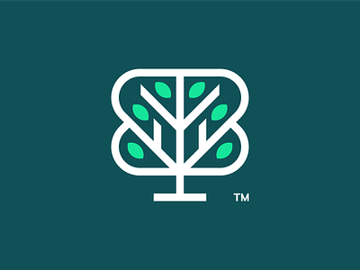 Tree & B Letter Logo Mark b letter b logo brand branding design green icon leaf logo logodesign minimal tree