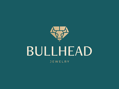 BullHead Logo Design brand branding bull bull head design diamond gem gold icon jewel jewelery jewelry logo logodesign minimal