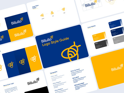 Billullo Logo Style Guide bee brand branding dark blue design finance fintech guide honey icon logo logodesign minimal style guide tech yellow