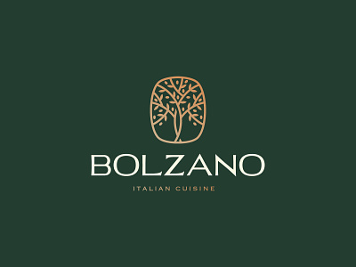 Bolzano Logo Design brand branding cook cuisine design food icon italian italy kitchen logo logodesign minimal ol olive olive tree restaurant tree ve oil