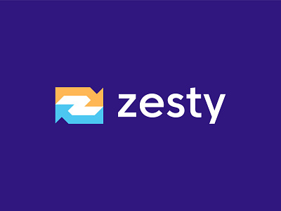 Zesty Logo Design arrow blue brand branding colorful commerce connect design ecommerce icon logo logodesign minimal trade up yellow