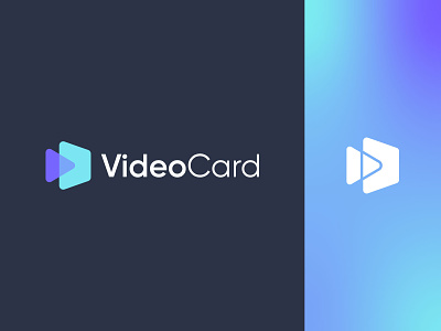 VideoCard Logo Design Concept 2 blue brand branding card icon color colorful design graphic design icon illustration inovation logo logodesign minimal play play icon purple tech videocard