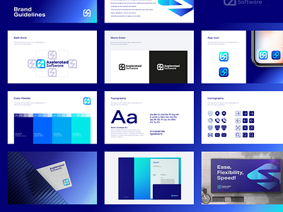 Axelerated Software Brand Guidelines app icon brand brand book brand guide brand guidelines branding color palette colorful design finance fintech flash icon iconography logo logodesign minimal tech typography visual identity