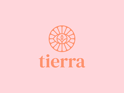 Tierra Logo Design brand branding design emblem eye feminine handmade icon leaf logo logodesign minimal natural pink plant shine sun tierra woman