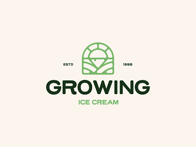 Growing Ice Cream Logo Design agriculture agro brand branding design farm farmirng gelato ice cream icon landscape logo logodesign minimal natural nature organic smart logo sun