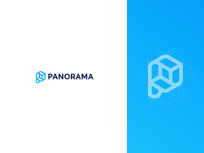 Panorama Logo Design blue and white brand brand identity branding business design icon logo logo design logodesign minimal symbol tech logo technology typography vector