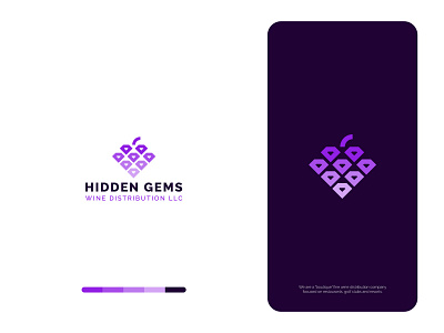 Hidden Gems Logo Design brand brand identity branding design gems grapes hidden icon logo logo design logodesign minimal purple symbol typography vector wine