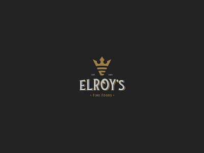 Elroy's Logo Design black brand brand identity branding crown design e logo elroy fine finefood food gold hipster icon king logo logo design logodesign symbol typography