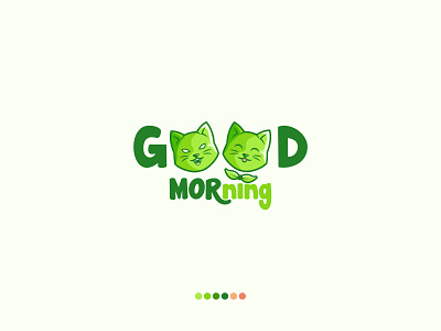 Good Morning brand branding cartoon cat design good morning goodbad greens leaf logo logodesign morning symbol