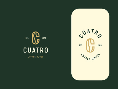 Cuatro Coffee House brand branding c coffee c logo coffee coffee beans design logo logodesign minimal symbol