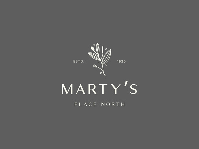 Marty's Place North Logo Design brand branding design feminine logo floral flower fork knife logo logodesign minimal print restaurant spoon spoonflower
