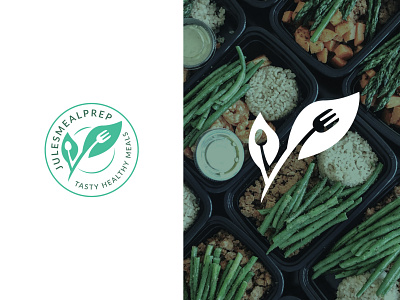 Healthy Meal Prep Logo Design brand brand identity branding design food fork health icon leaf logo logo design logodesign meal prep minimal plate print spoon symbol