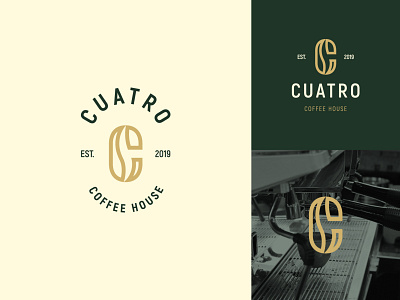 Cuatro Coffee House brand brand identity branding brewery brewing coffee coffee bean coffee house design icon logo logo design logodesign minimal roaster symbol