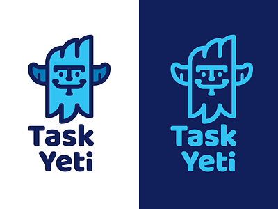 Task Yeti Logo app blue character hidden letters logo task yeti