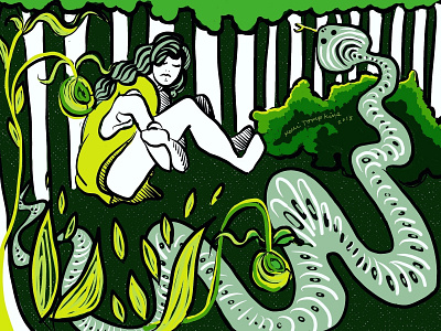 Sad Snake Girl contemporary digital art digital painting figurative illustration impression