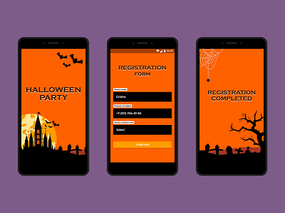 Concept of a Halloween party registration form desigm flat form halloween party minimal registration form ui ux web
