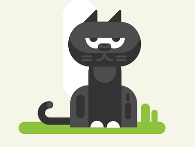 Black Cat Flat Design Digital Illustration, Cartoon black cat flat flat design hirushan illustration srilanka