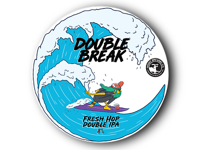 Doube Break beach beer beer branding characterdesign design illustration label logo surf surfbrand typography waves