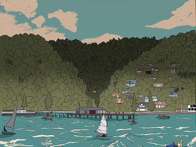 observational drawing art colour digital illustration ink landscape scenery traditional water