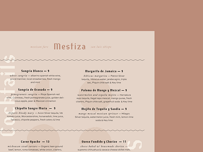 Mestiza Menu brand identity branding identity design menu design mexican restaurant restaurant restaurant branding