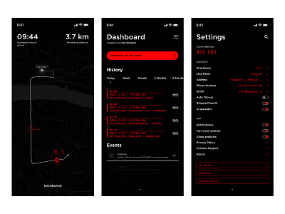 Autonomous Transportation UI design ai app application artificialintelligence autonomous blockchain crypto dashboard design future info innovation iphone map minimal mobile settings status ui ux