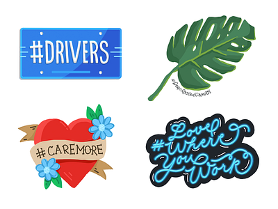 WINGS sticker designs branding design heart illustration leaf licence plate love where you work lwyw lwyw monstera sticker sheet stickers tattoo twitter typography