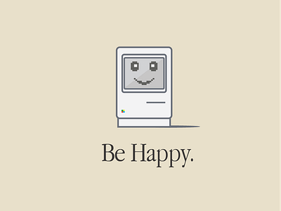BeHappyMAC apple computer happiness happy icon illustration macintosh pixel pixelart vector vintage