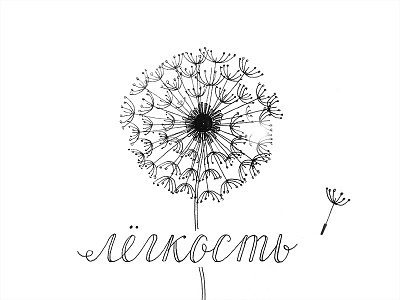 Lightness (Лёгкость) 365 postcards calligraphy cyrillic dandelion hand lettering lettering