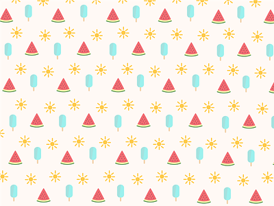 August Pattern flat ice cream illustration pattern sun watermelon
