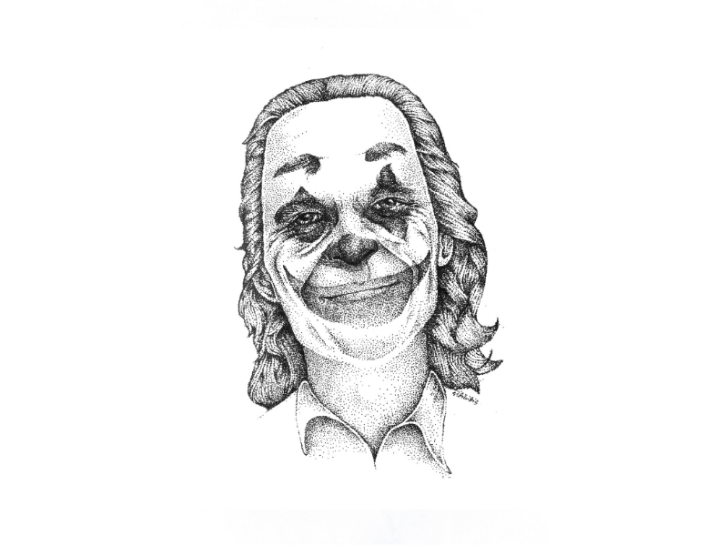 Joker black and white drawing illustration joker oscars pointilism sketch