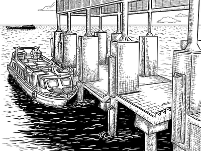 Tengkayu Port drawing illustration line art sketch