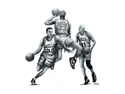 The Last Dance basketball chicago bulls dribbble dunk illustration jordan nba pippen rodman shot sketch