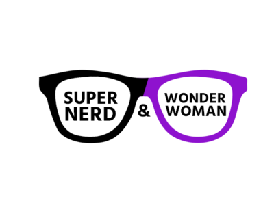 Supernerd and Wonderwoman branding glasses icon logo nerd