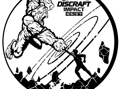 Impact Disc Illustration ape comet disc disc golf explosion gorilla illustration impact monkey punch stamp vector