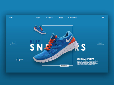 Blue Sneakers - UI Design design draft illustration ui ux web website